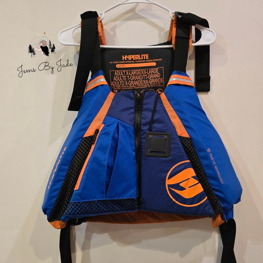 Hyperlite Adult Life Jacket PFD Medium/Large Blue Orange US Coast Guard Approved